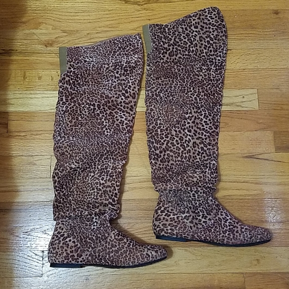 Shoes - R. Leopard Thigh high boots